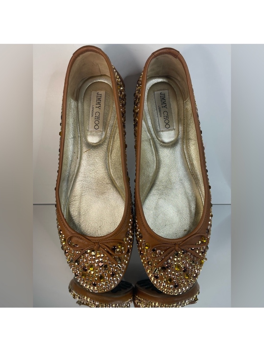 Jimmy Choo Brown Embellished Ballerina Flats size 40 - Picture 10 of 11